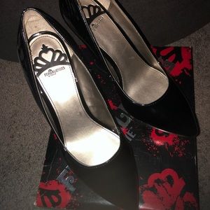 Black Patent Fergalicious Wedges